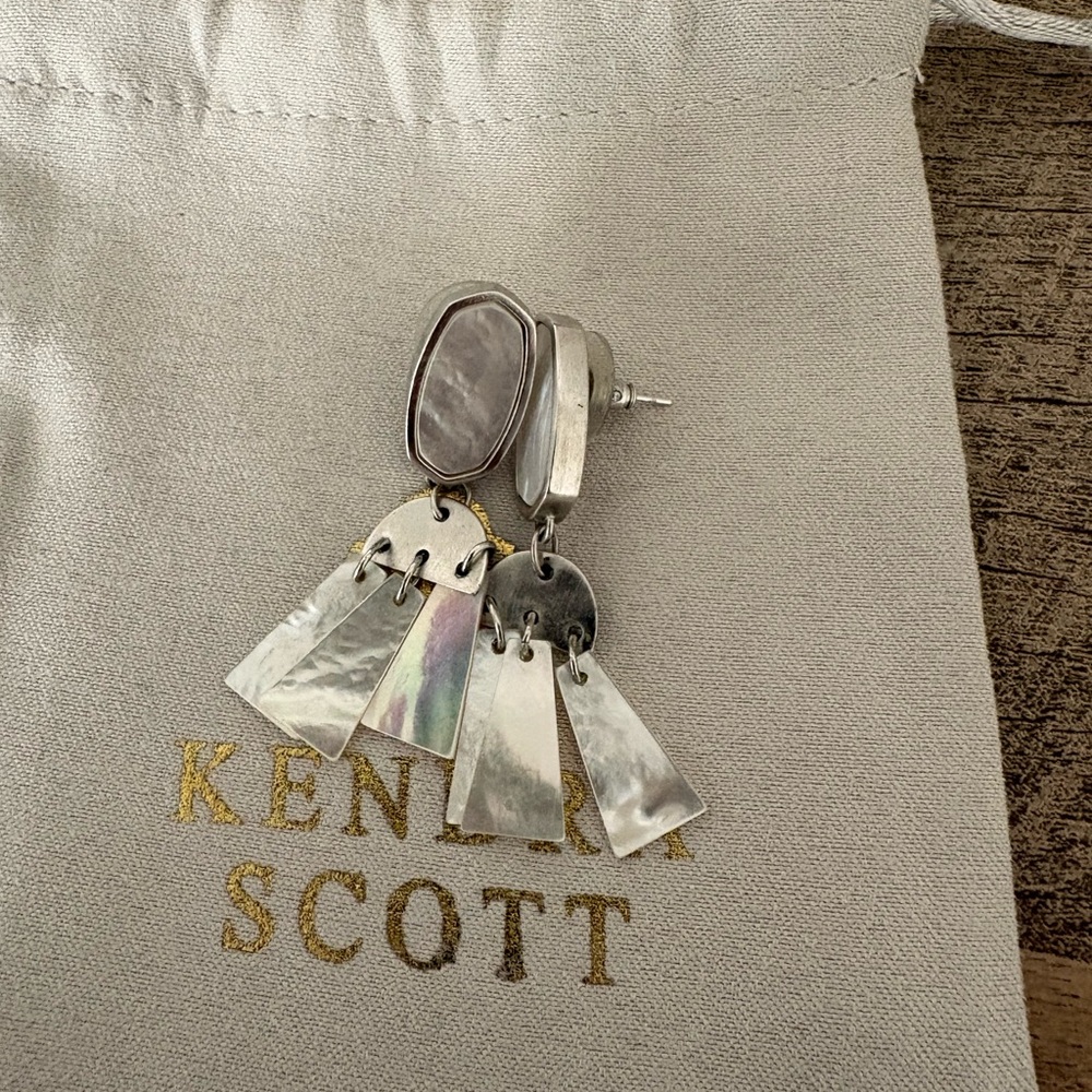 Kendra Scott Silver and Mother of Pearl Earrings